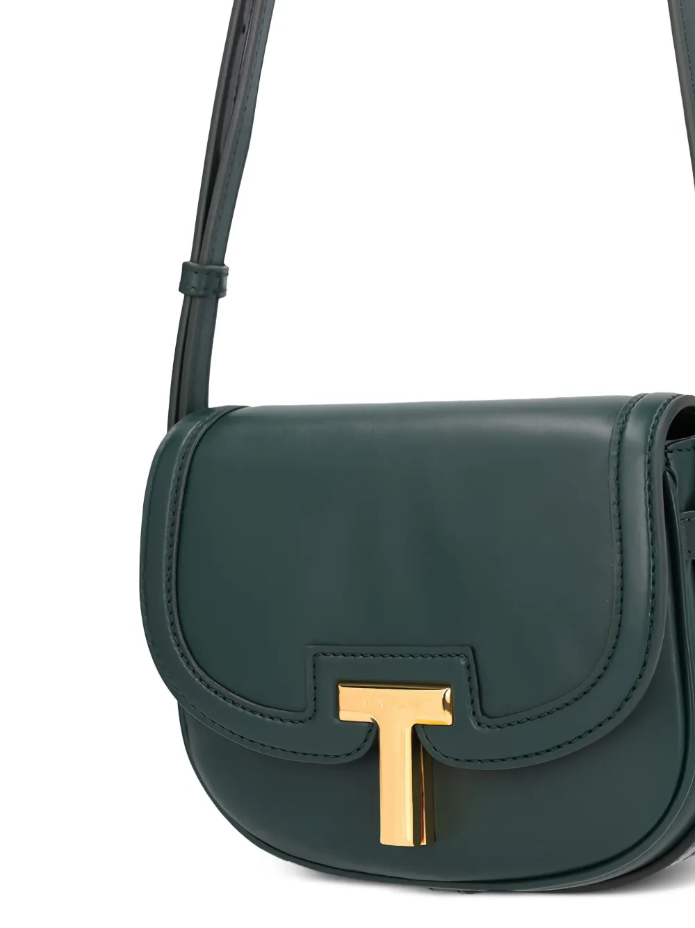 TOM FORD Leren schoudertas met T-plakkaat Groen