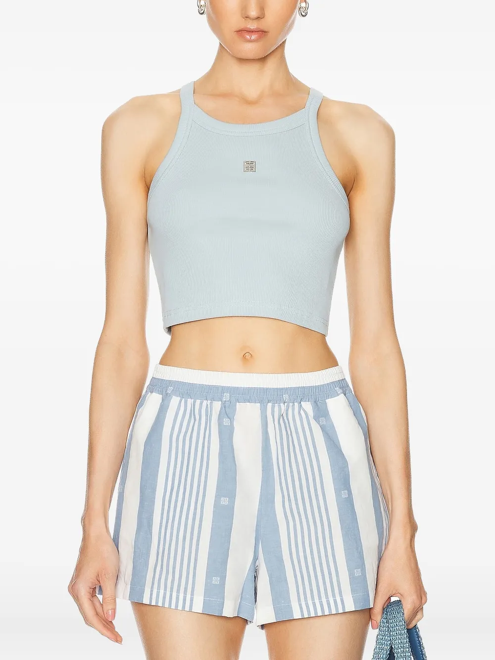 Givenchy Logo-plaque Ribbed Tank Top In Blue