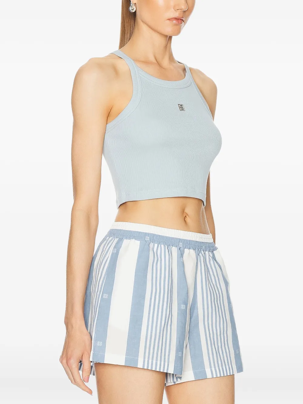 Givenchy Logo-plaque Ribbed Tank Top In Blue