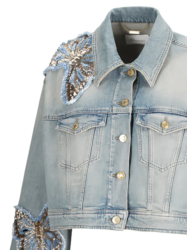 美品Blumarine ファー付きデニムジャケット miniministore デニムジャケット ショート丈 春アウター
