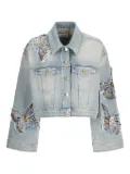 Blumarine butterfly sequin-embellished denim jacket - Blue