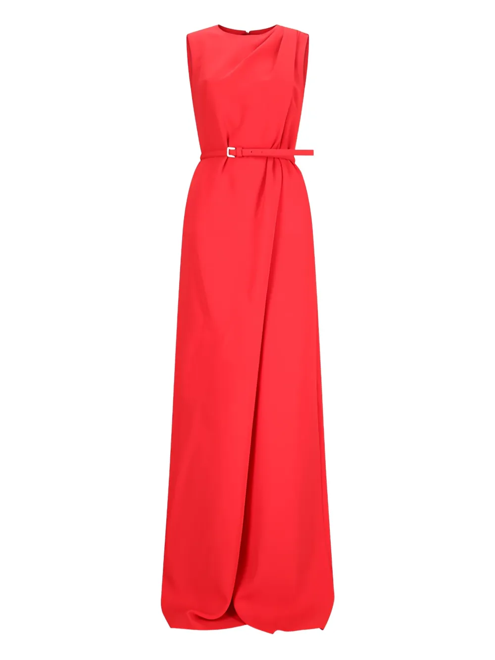 Max Mara drape-detail belted jumpsuit - レッド Max Mara drape-detail belted jumpsuit - レッド