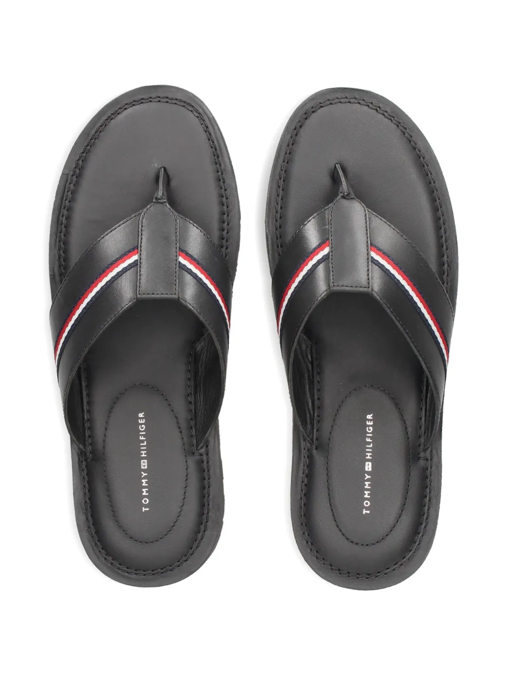 Tommy Hilfiger leather flip flops Black