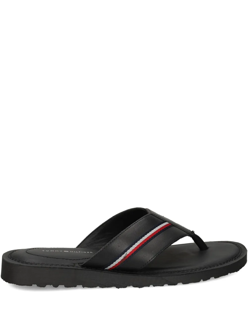 Tommy Hilfiger leather flip flops - ブラック Tommy Hilfiger leather flip flops - ブラック
