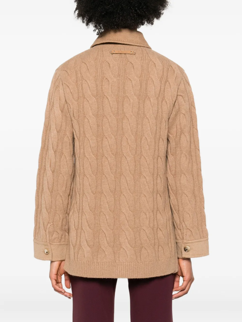 Max Mara Tacco Camel Hair Braided Coat With Knitted Sleeves In Brown