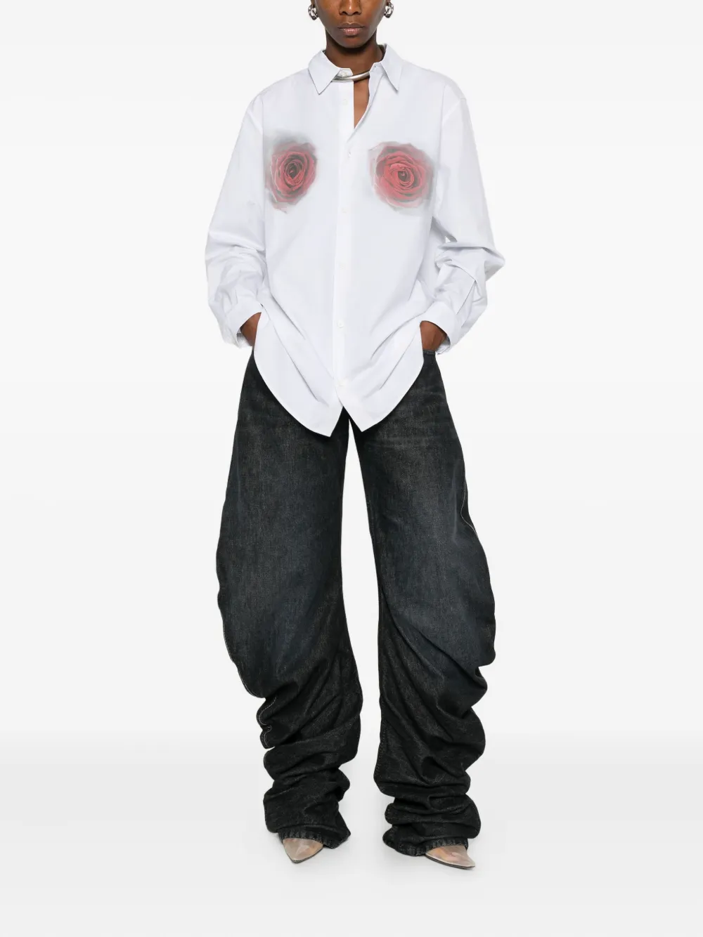 Jean Paul Gaultier gathered jeans - Zwart