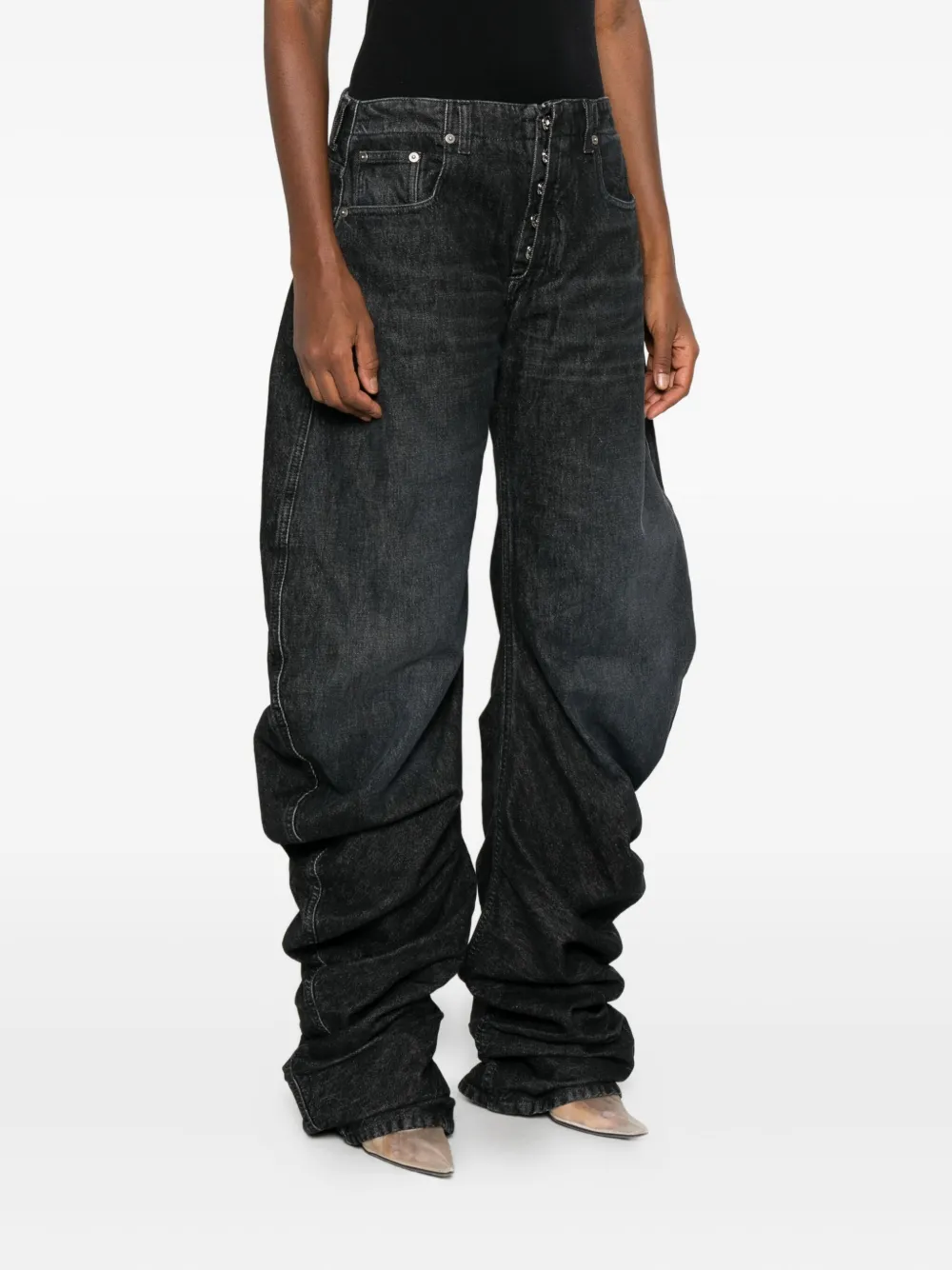 Jean Paul Gaultier Gathered Jeans In Black