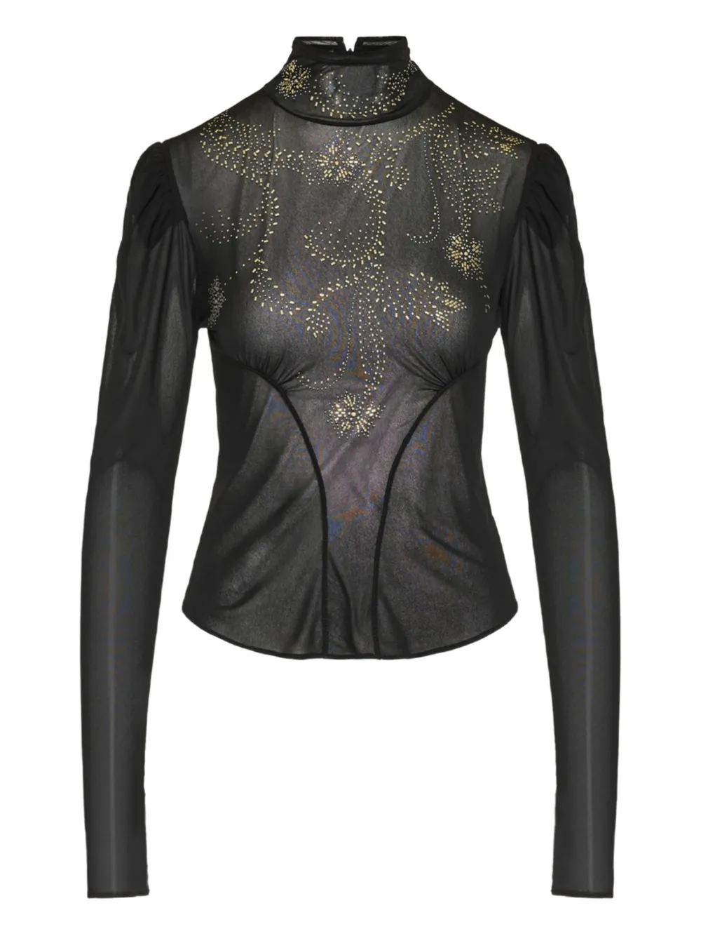 Rabanne beaded long-sleeved top - Black
