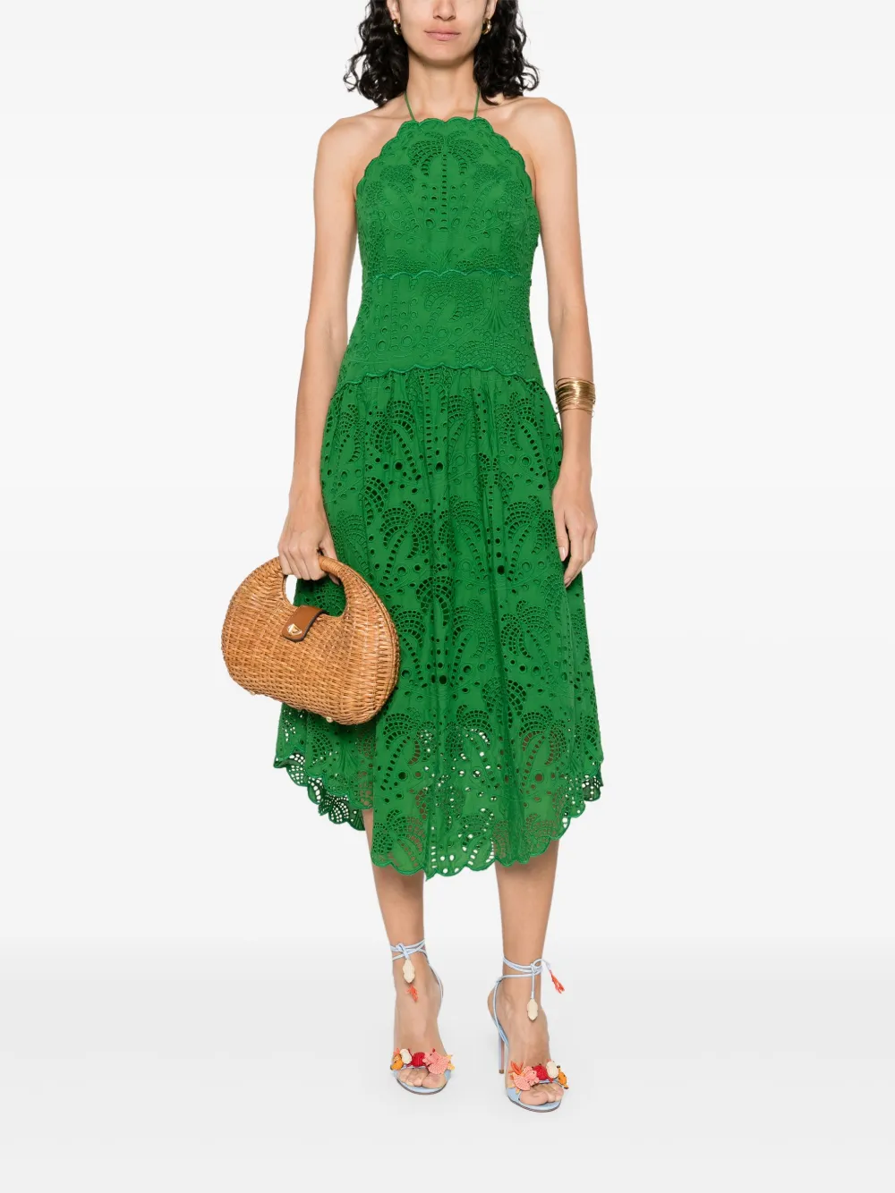 FARM Rio cotton midi dress - Groen