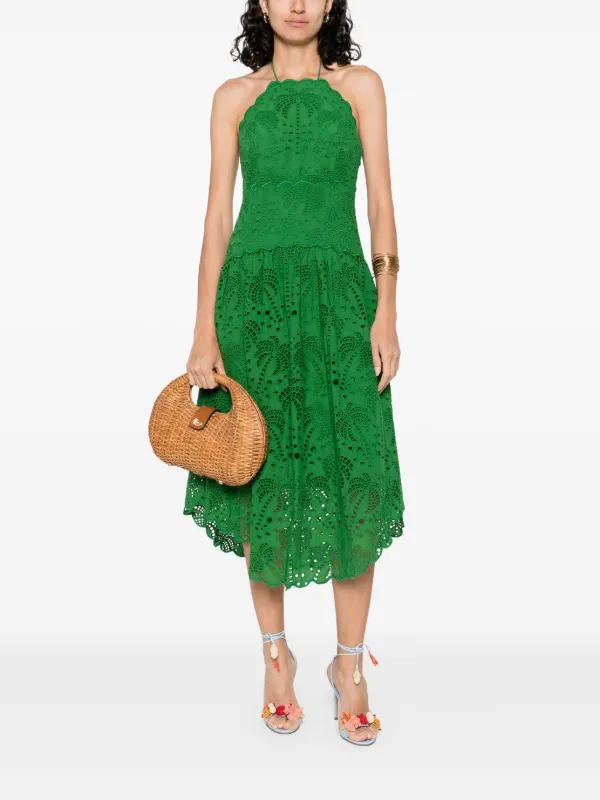 FARM Rio Cotton Midi Dress | Green | FARFETCH