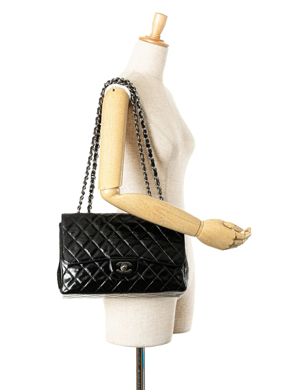CHANEL Pre-Owned 2005-2006 Jumbo Classic Crinkled Patent Single Flap shoulder bag | Pre-Owned | Image 2
