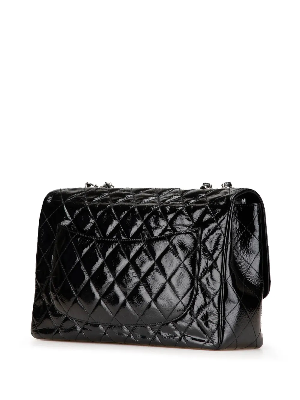 Pre-owned Chanel 2005-2006 Jumbo Classic Crinkled Patent Single Flap Shoulder Bag