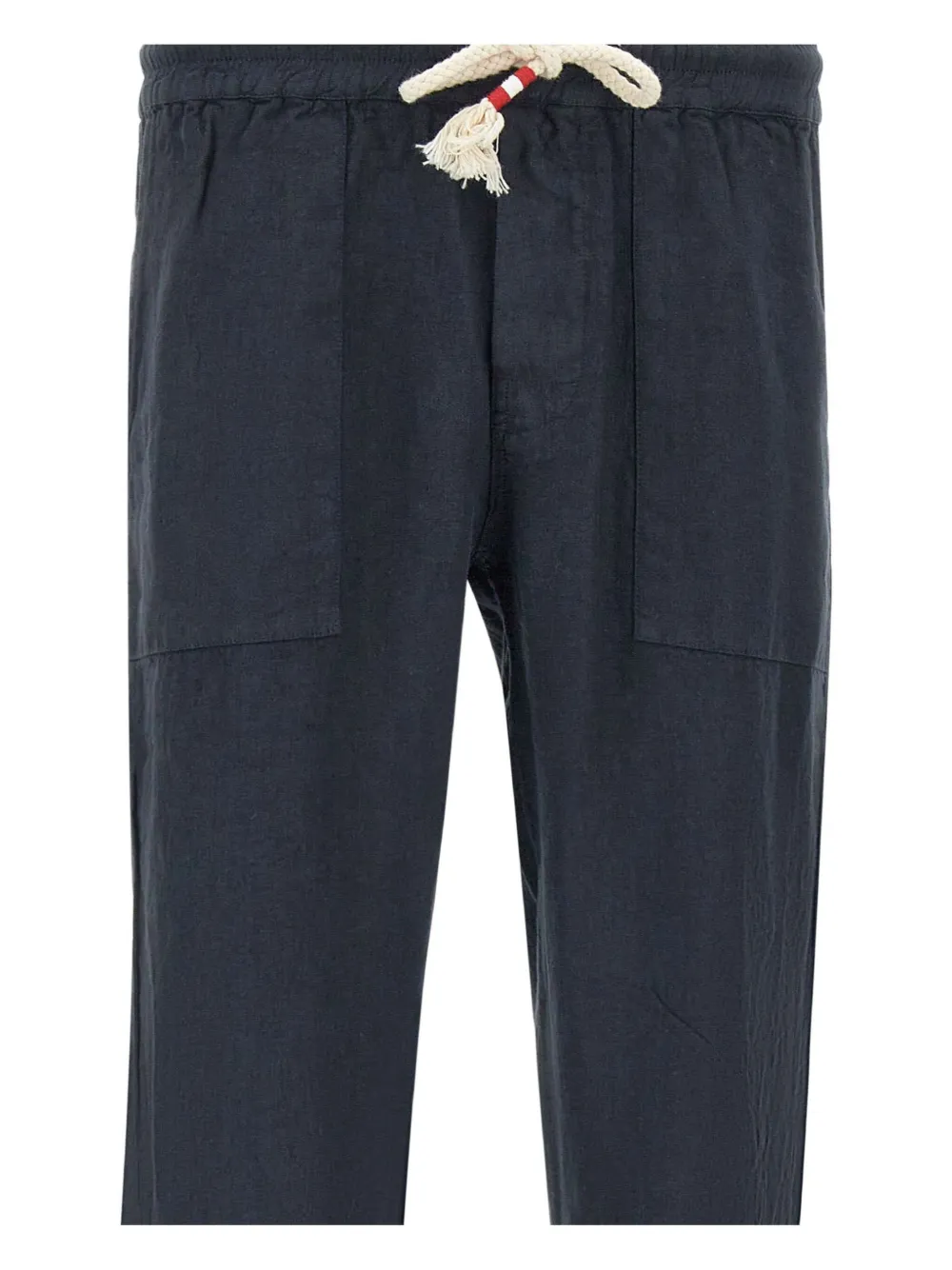 Mc2 Saint Barth Navy Linen Trousers With Drawstring