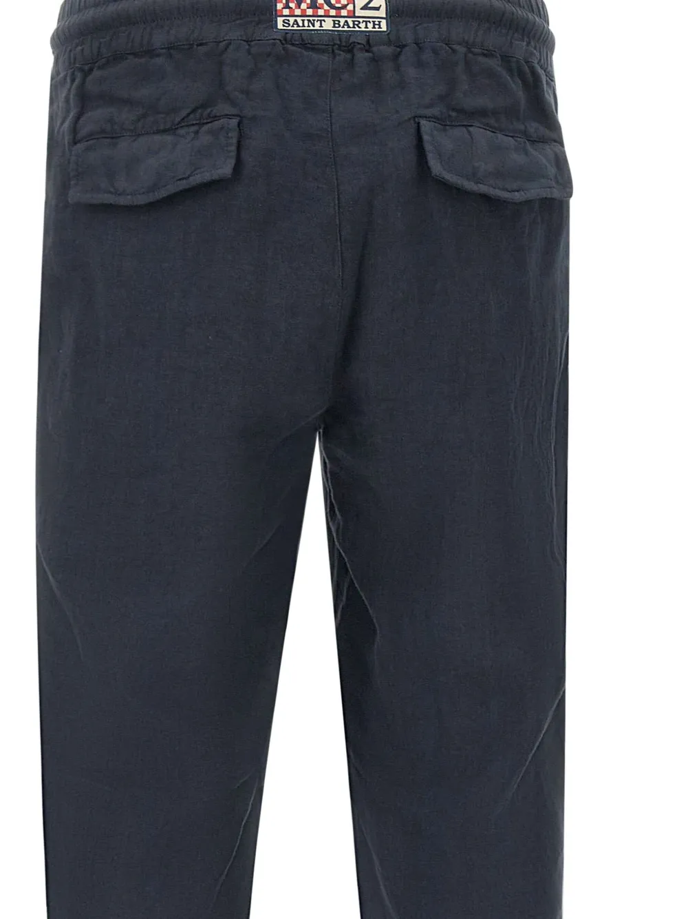 Mc2 Saint Barth Navy Linen Trousers With Drawstring