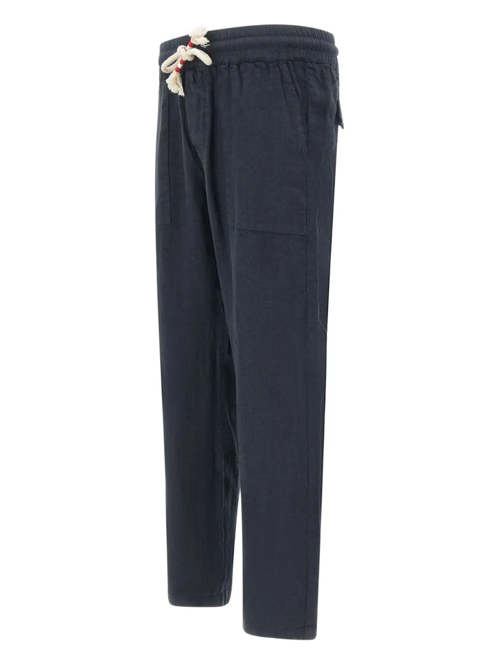 Mc2 Saint Barth Navy Linen Trousers With Drawstring