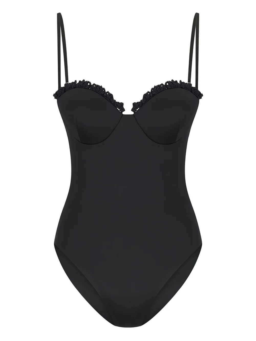 Magda Butrym crochet-trimmed swimsuit Zwart