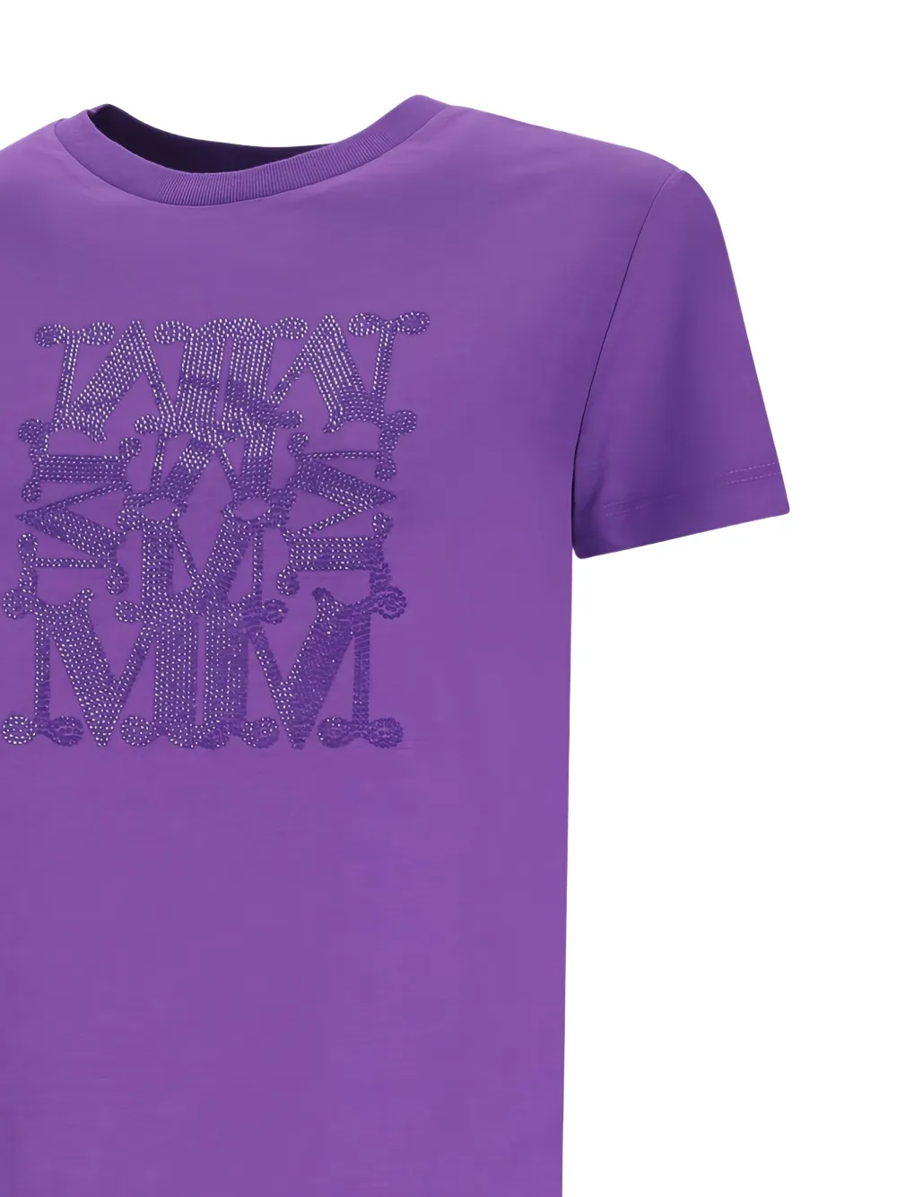 Max Mara T-shirt verfraaid met kristallen en logo Paars