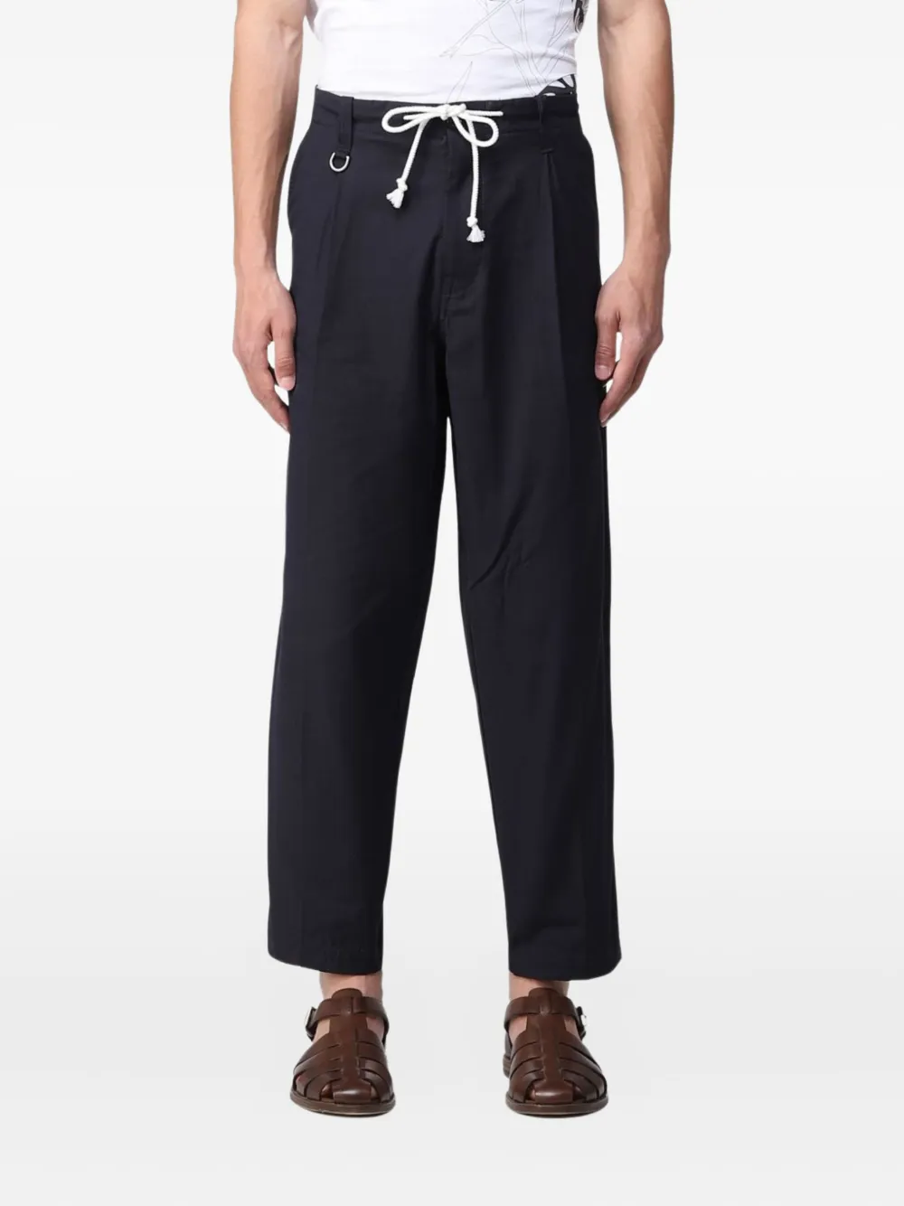 Paolo Pecora drawstring pleated trousers Zwart