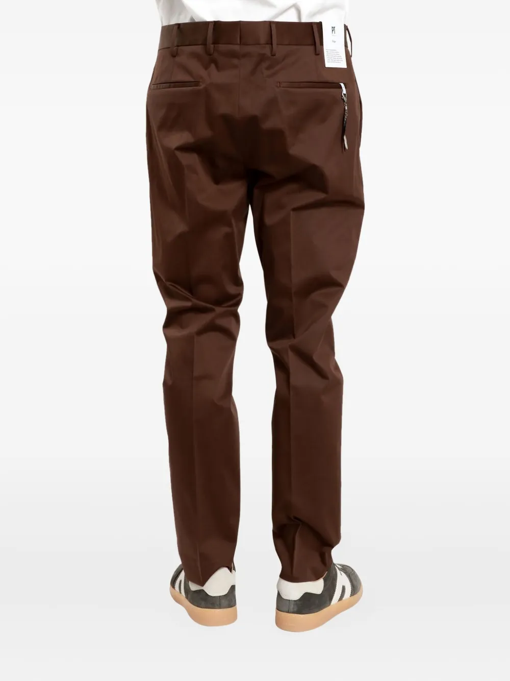 Pt Torino Flat-front Trousers In Brown
