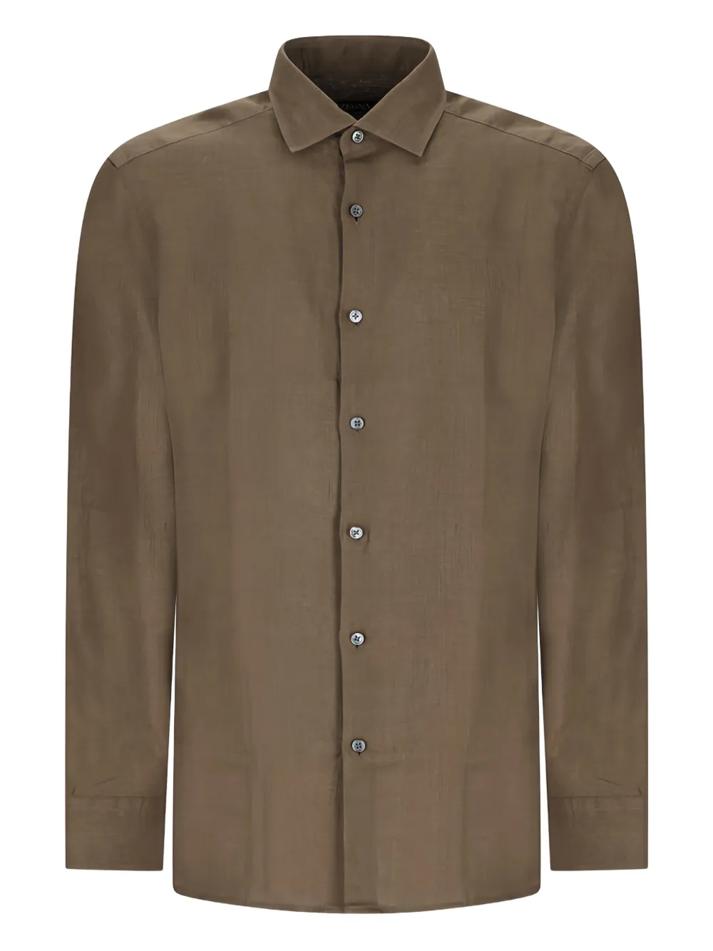 long-sleeve button-fastening shirt