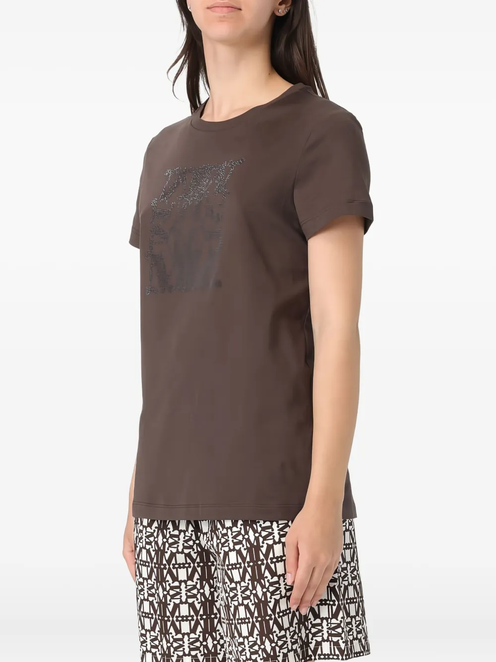 Max Mara T-shirt verfraaid met kristallen Bruin