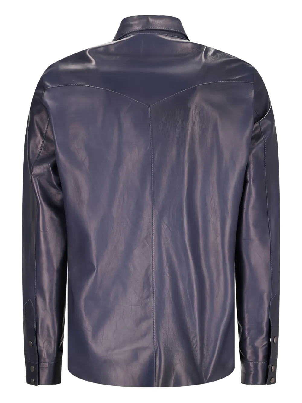 Salvatore Santoro leather flap-pocket shirt - Blauw