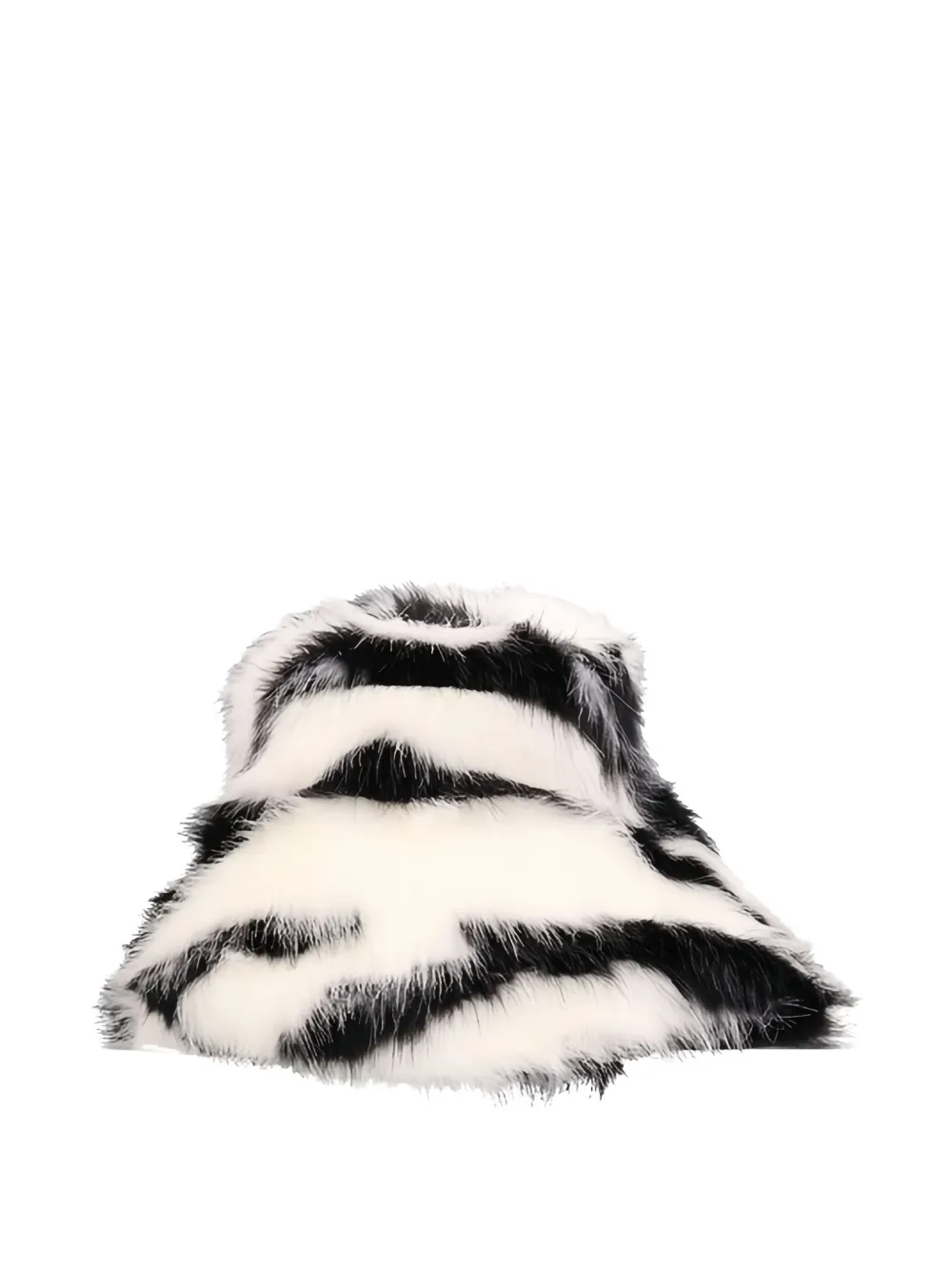 zebra-pattern faux-fur bucket hat