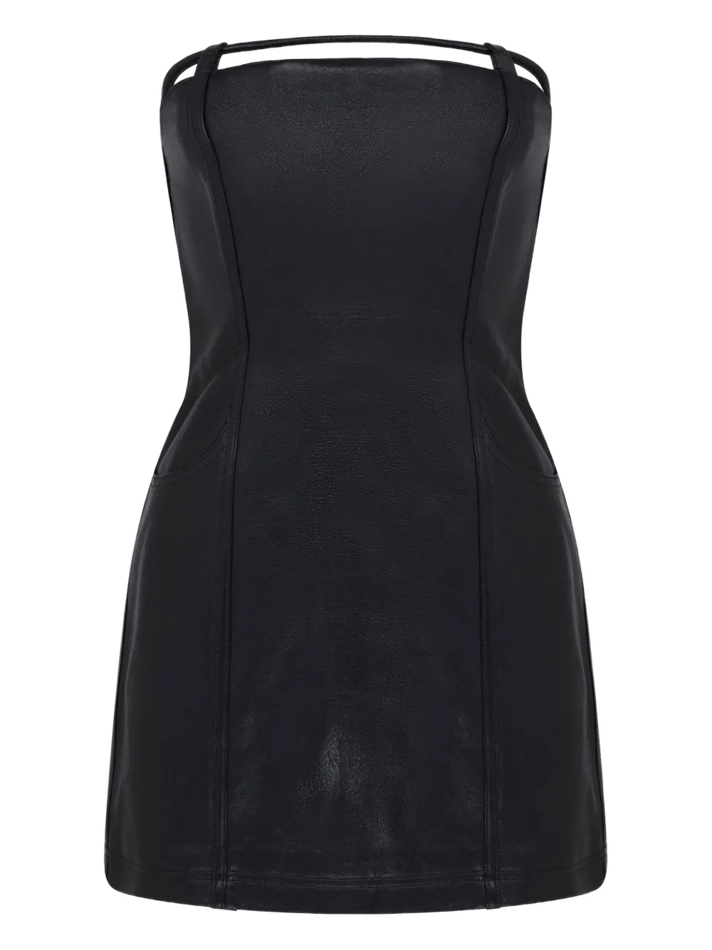 David Koma pocket-detail leather mini dress - ブラック David Koma pocket-detail leather mini dress - ブラック