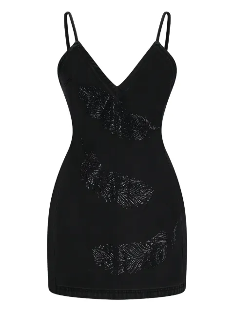 David Koma rhinestone-embellished denim dress