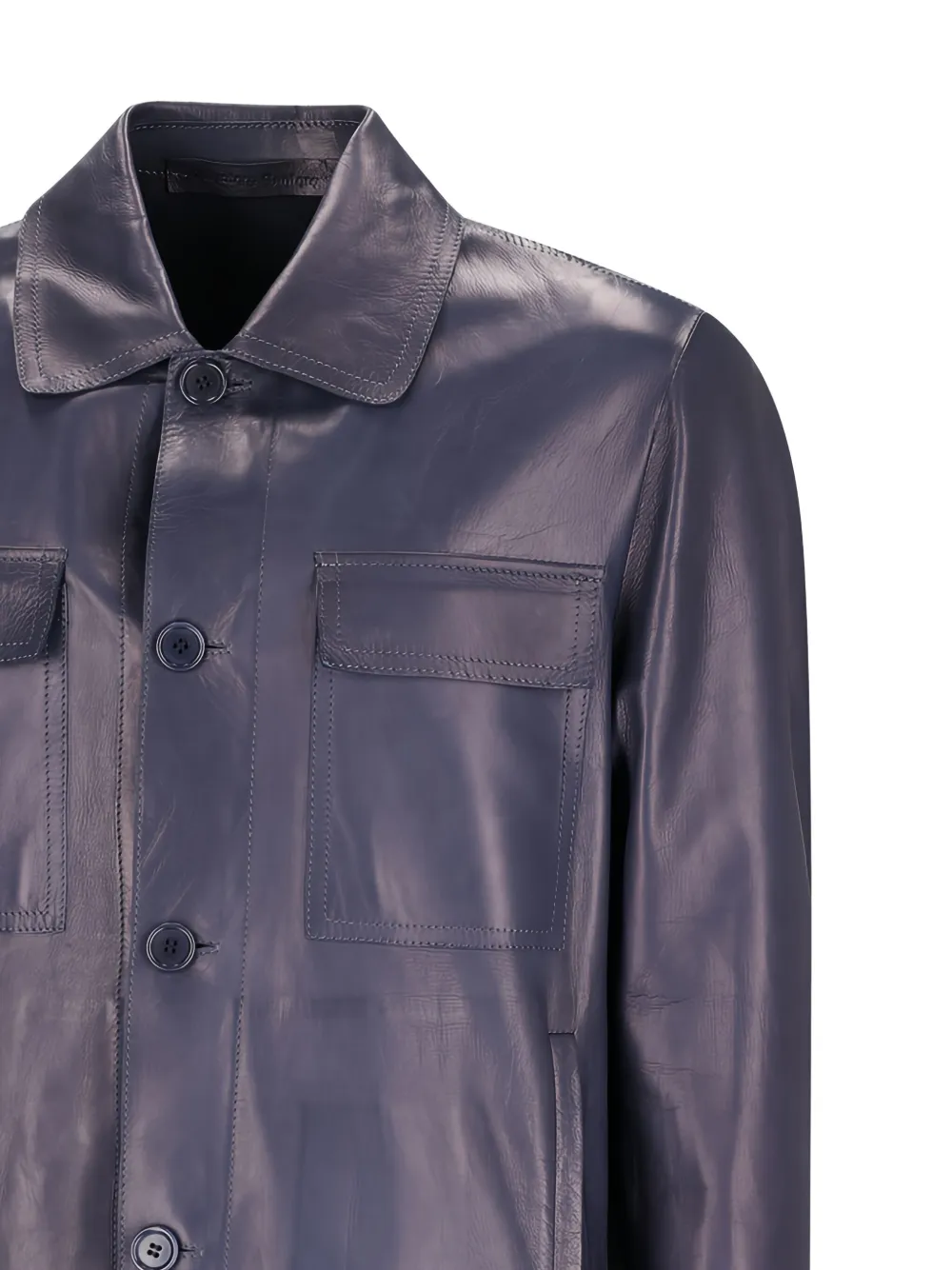 Salvatore Santoro Leren shirtjack Blauw