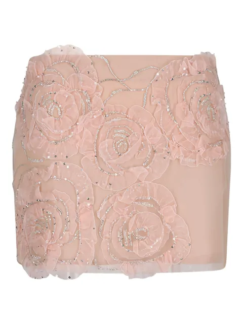 DES PHEMMES rose-embellished mini skirt