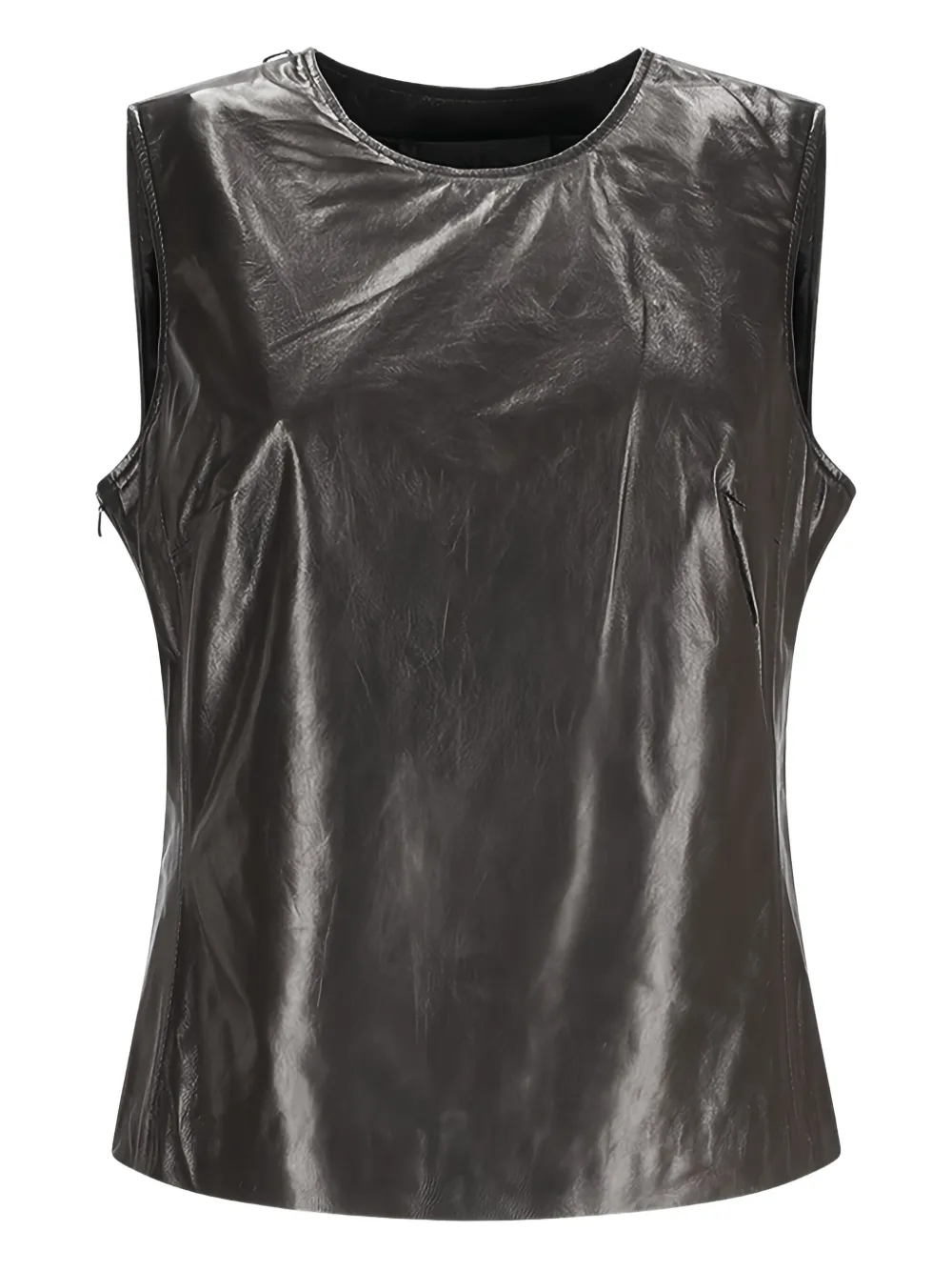 leather sleeveless top