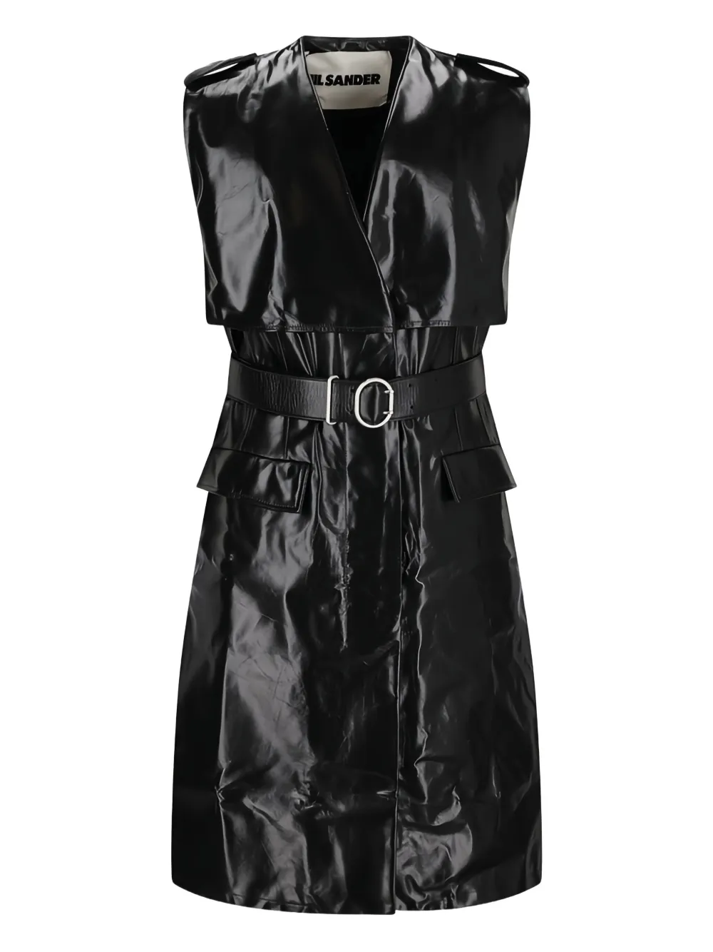 Jil Sander sleeveless belted coat Zwart