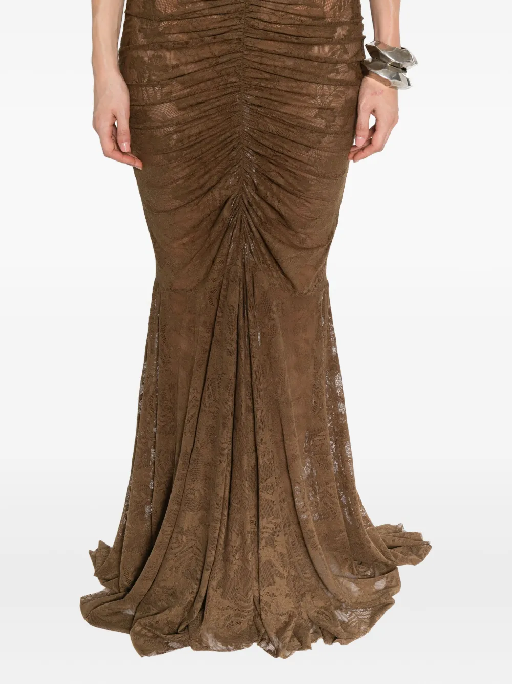 Norma Kamali strapless fishtail maxi dress Groen