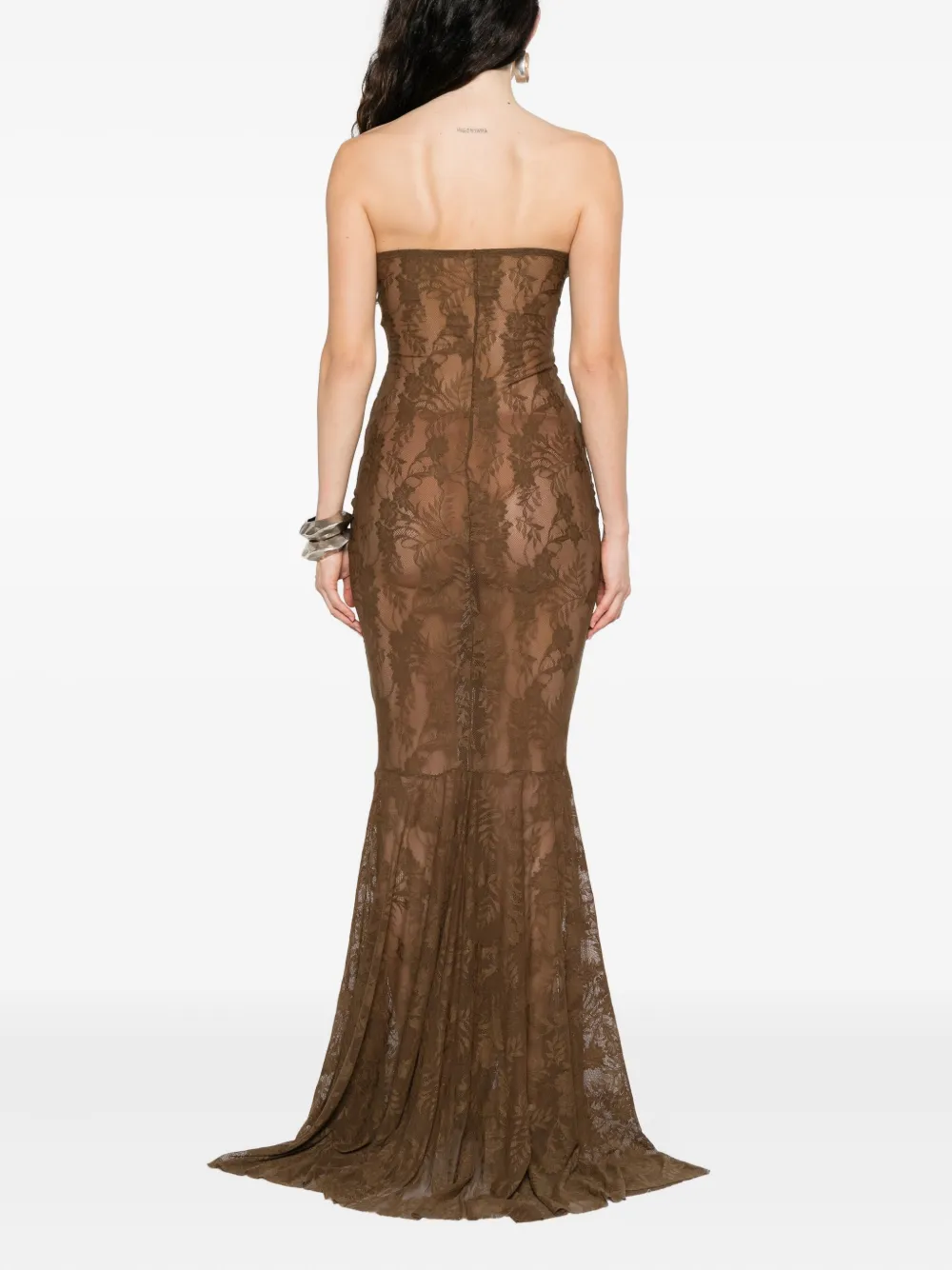 Norma Kamali strapless fishtail maxi dress Groen
