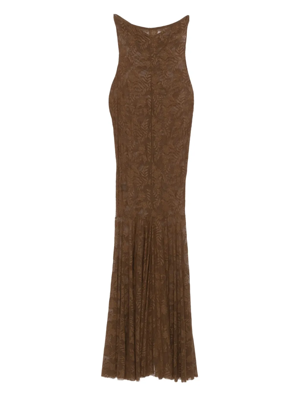 Norma Kamali Strapless Fishtail Maxi Dress In Brown