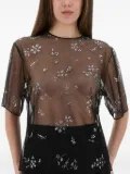 Rabanne crystal-embellished sheer top - Black