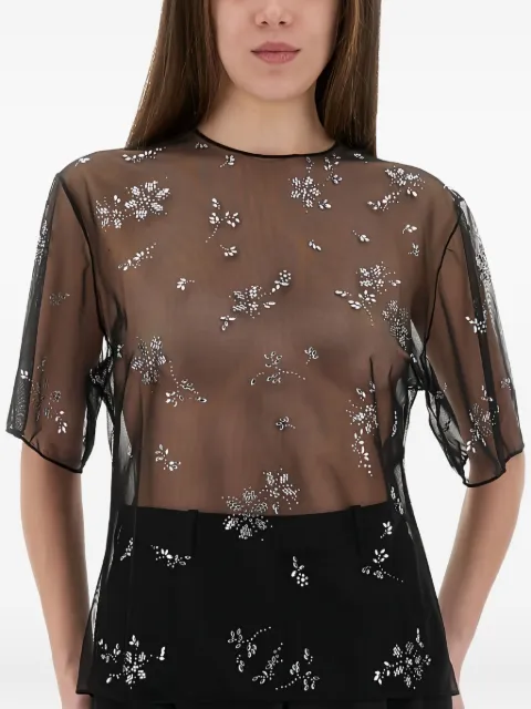 Rabanne crystal-embellished sheer top