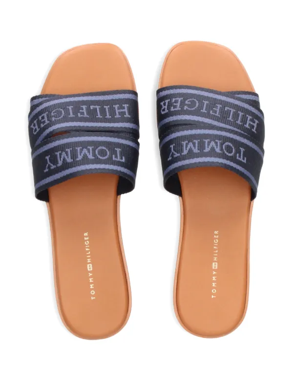 Tommy Hilfiger logo-strap Slide Sandals | Blue | FARFETCH