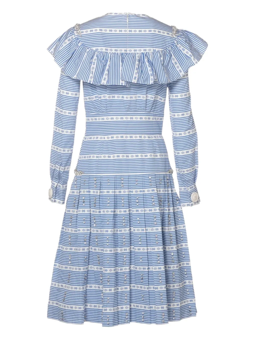 Miu Miu Pre-Owned 2015 gestreepte midi-jurk - Blauw