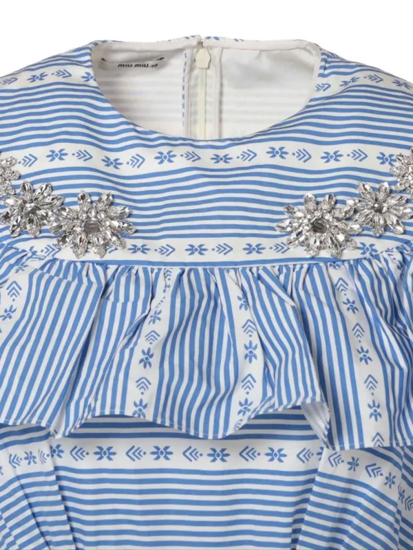 Miu Miu Pre-Owned 2015 Striped Midi Dress | Blue | FARFETCH CA