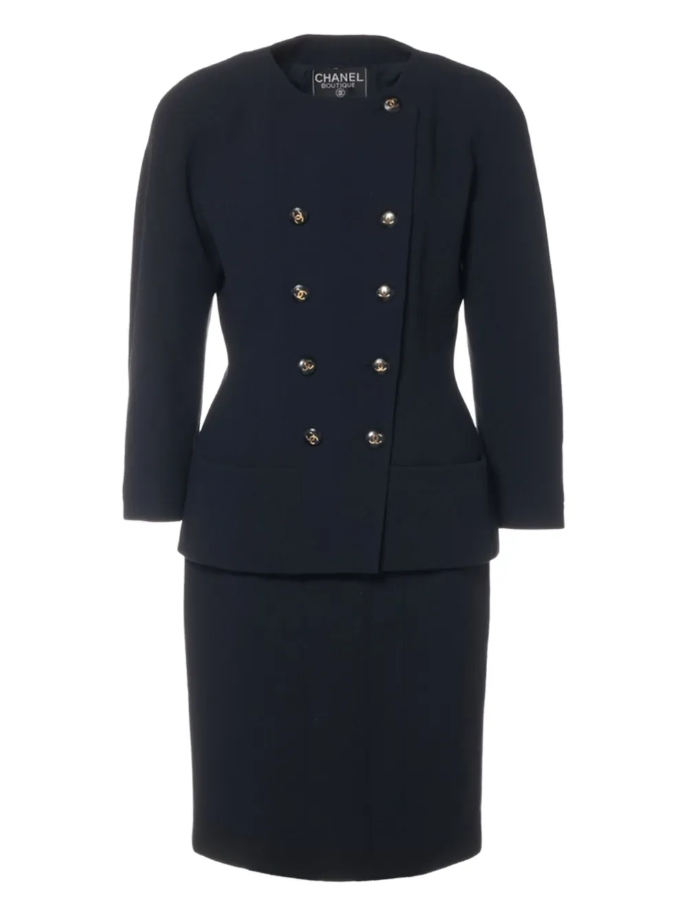 CHANEL Pre-Owned 1990s Interlocking CC-buttons skirt suit | Black | Image 1