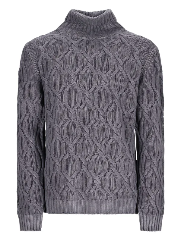 PT Torino Turtleneck Cable-knit Sweater in Grey