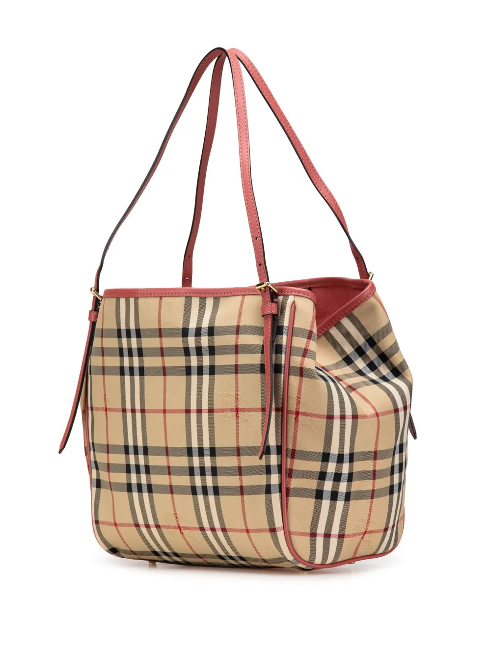 Pre-owned Burberry 2012-2024 Small Haymarket Check Canvas Canterbury Tote Bag In Brown