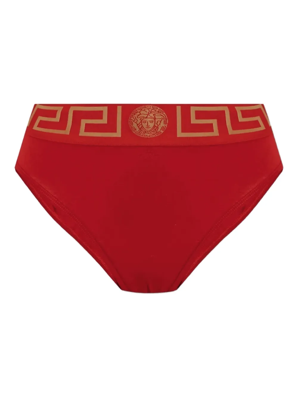 Versace Greek Key-waistband Briefs In Red