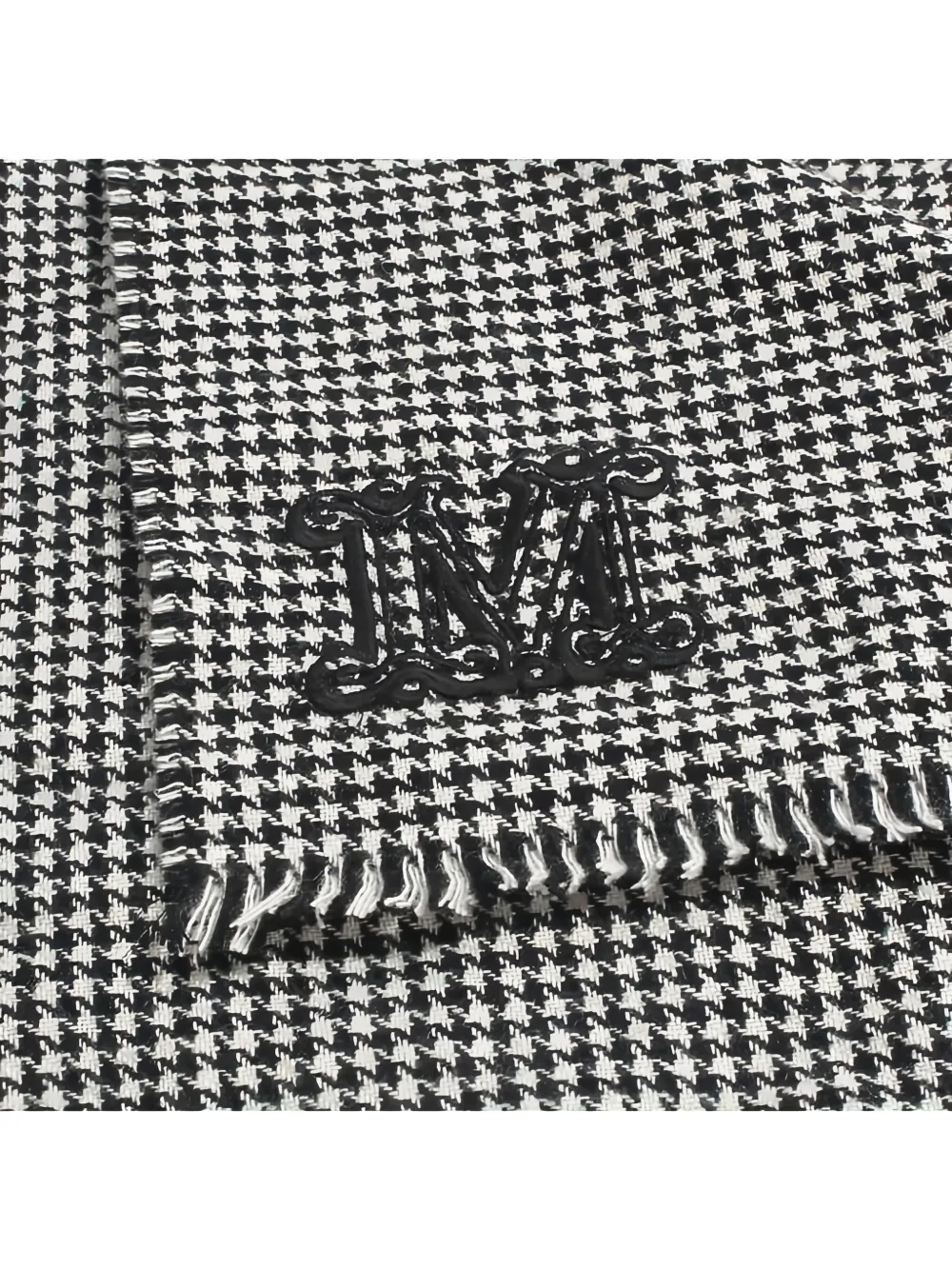 Max Mara houndstooth fringed scarf - Zwart