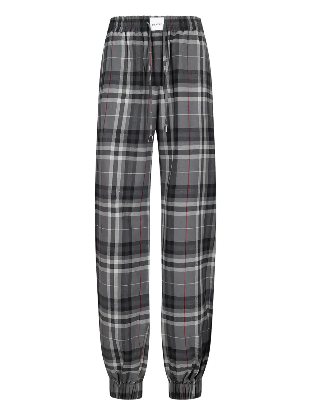 plaid drawstring trousers