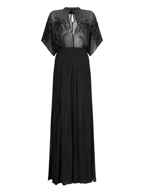 Retrofete Nalina palm-tree beaded maxi dress