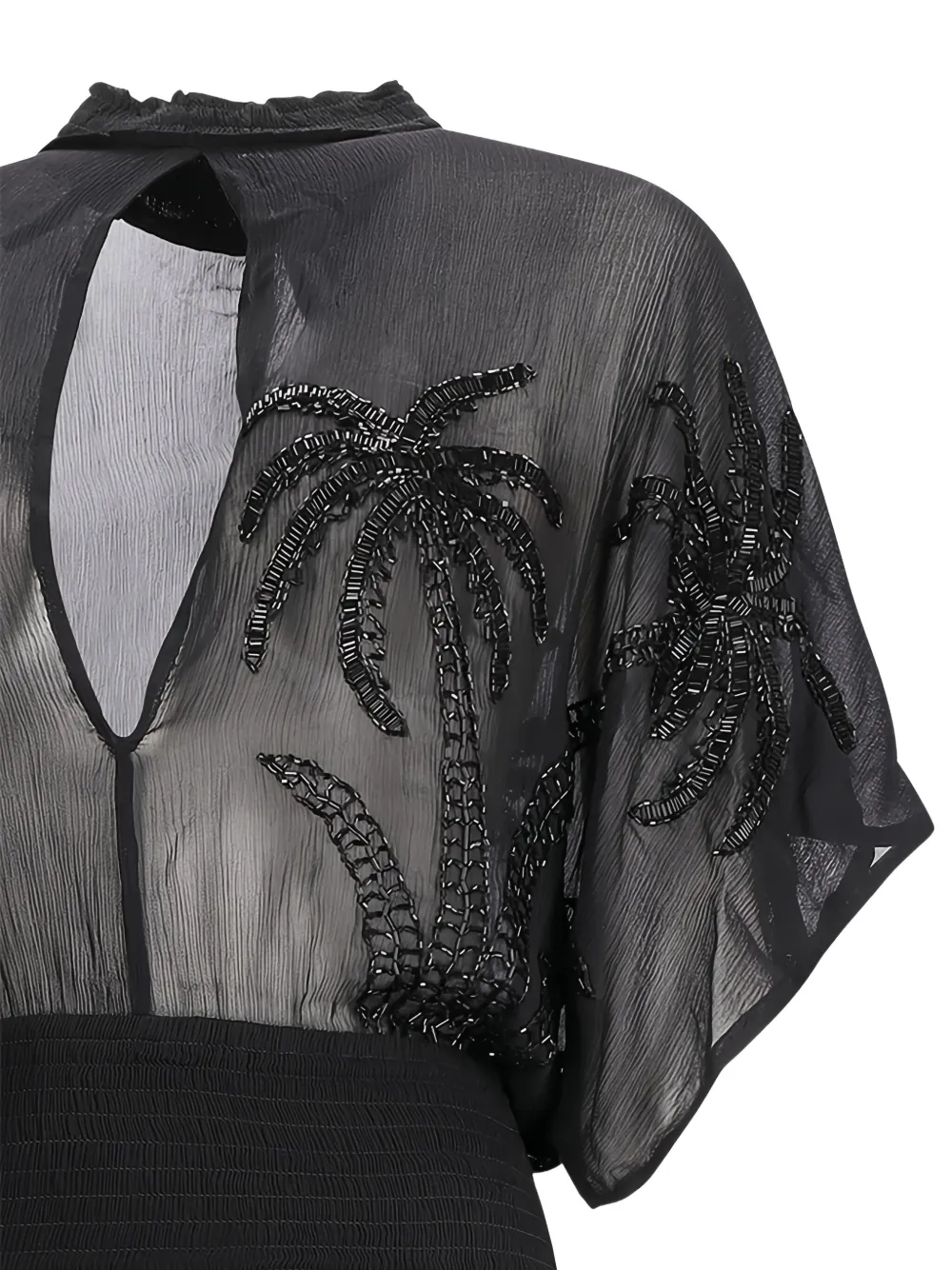 Retrofete Nalina palm-tree beaded maxi dress Zwart