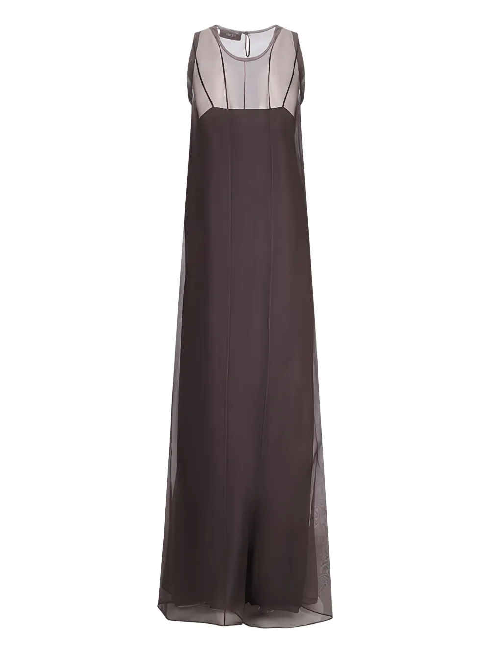 FENDI embroidered sheer panel maxi dress - Rood